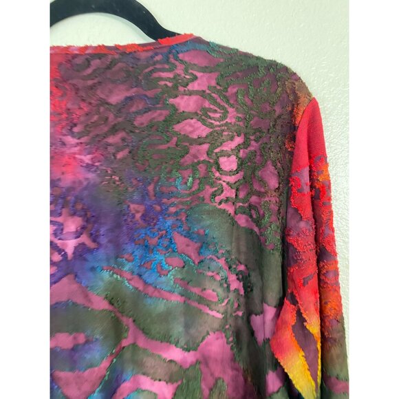 Creation Vibrant Abstract Womens Tunic Top size Large Stretch Artsy Lagenlook - Picture 12 of 15